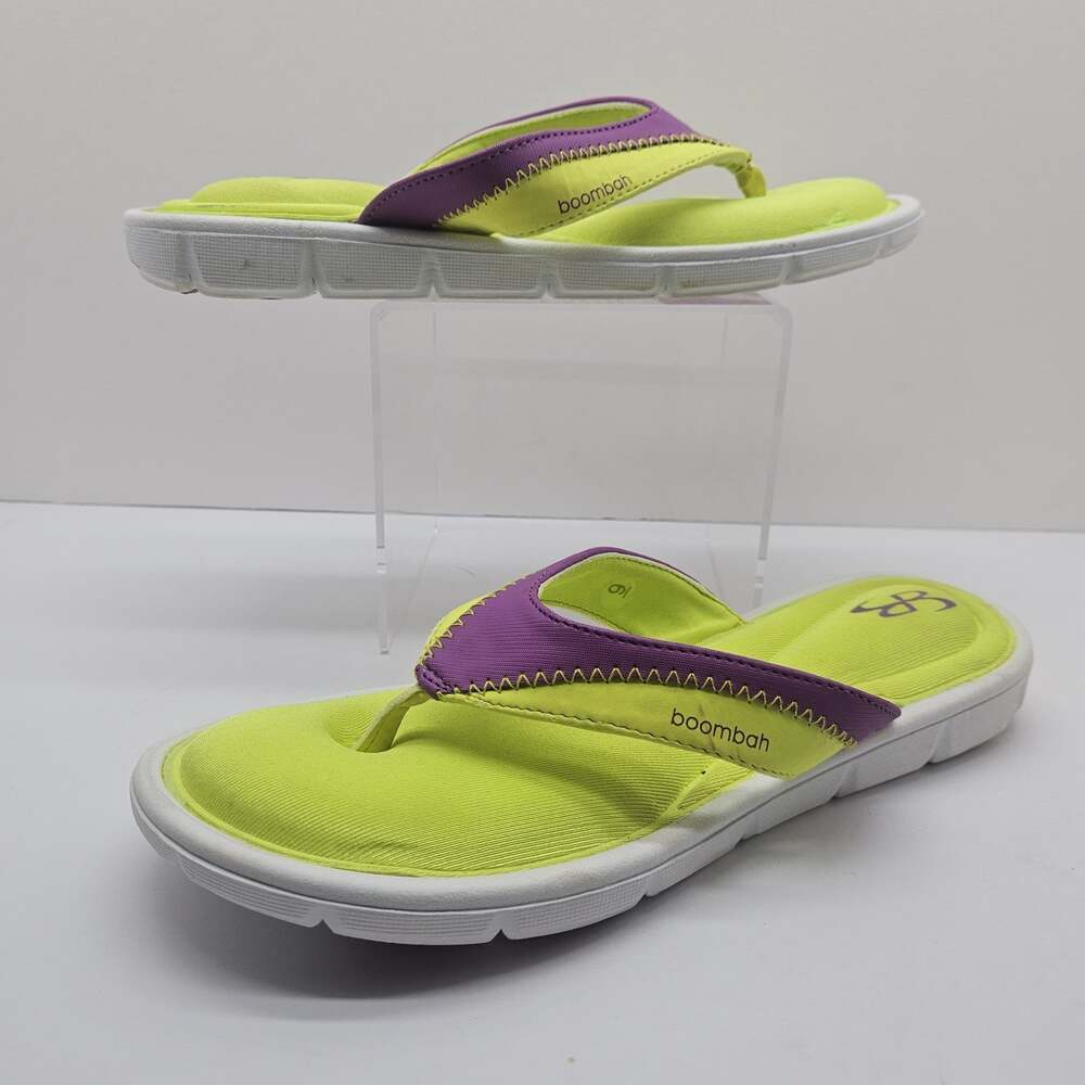 Boombah Flip Flops Women’s size 9 Purple & Neon Green Cushioned